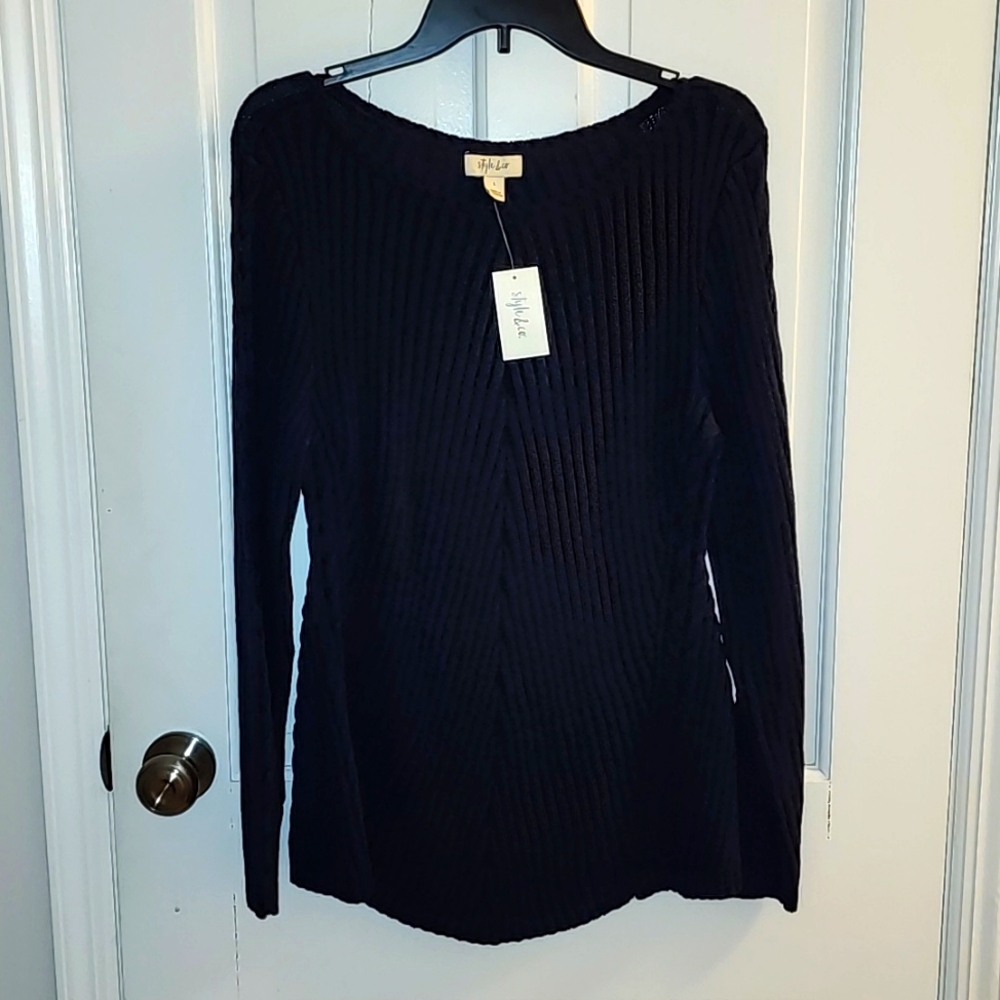 Style & Co black long sleeve shirt size large women's NWT